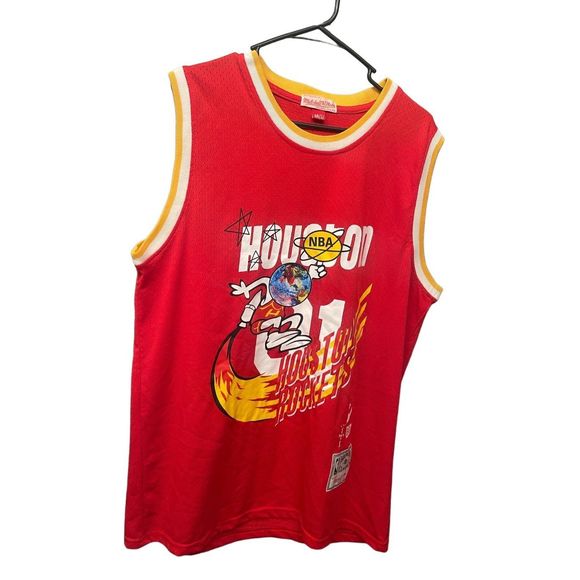 no brand Other - Mitchell & Ness Shirts Red Houston Rockets Basketball Jersey Travis Scott Size L